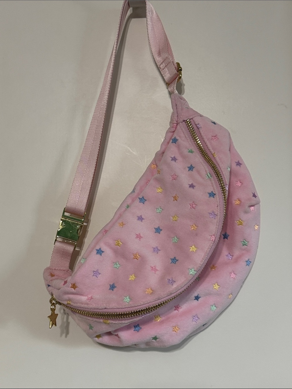 Stoney Clover Lane Park and Beach Pink Star Embroidered Fanny Bag